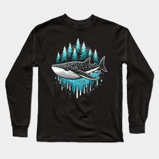 whale on forest t-shirt design Long Sleeve T-Shirt